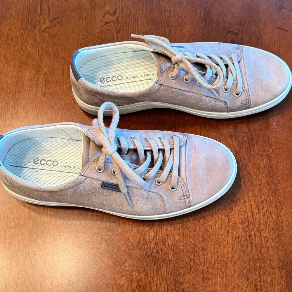 Ecco Greyish/Taupe Color Lace-Up Sneakers - Picture 4 of 9